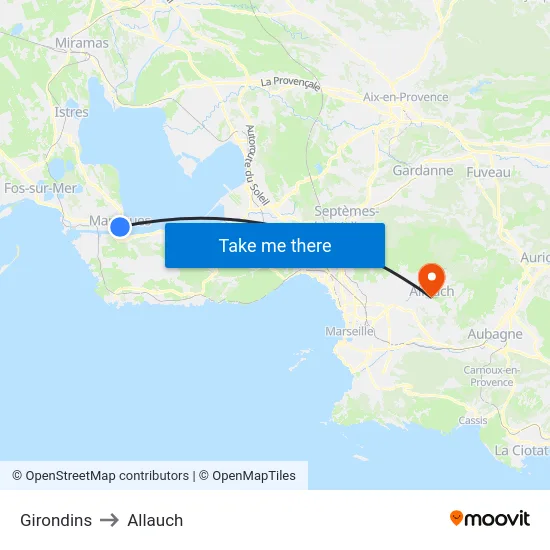 Girondins to Allauch map