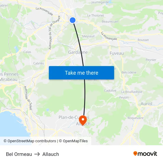 Bel Ormeau to Allauch map