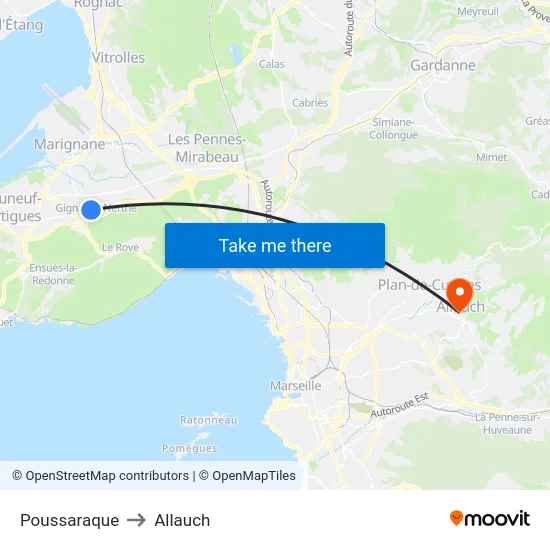 Poussaraque to Allauch map