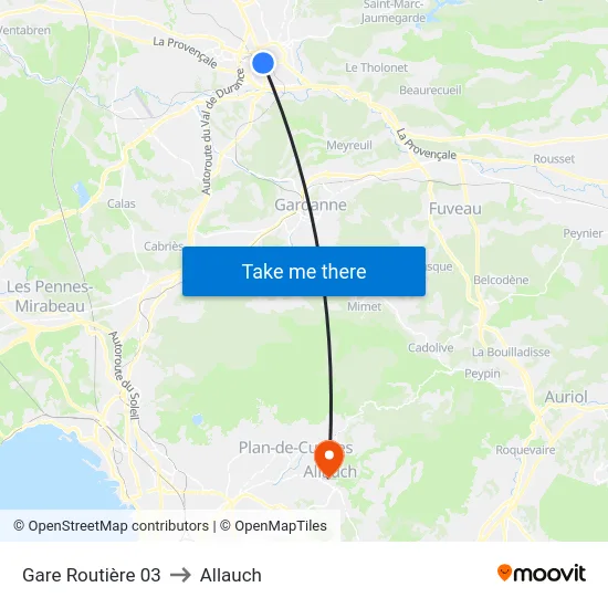 Gare Routière 03 to Allauch map