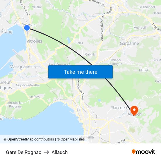 Gare De Rognac to Allauch map