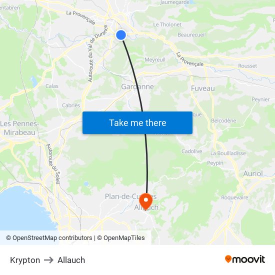 Krypton to Allauch map