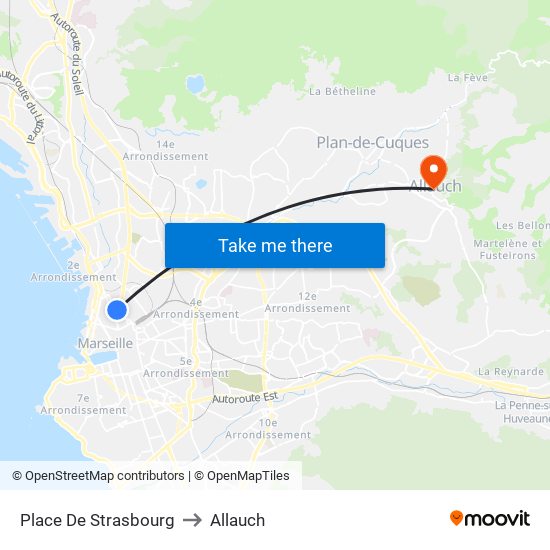 Place De Strasbourg to Allauch map