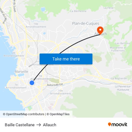 Baille Castellane to Allauch map