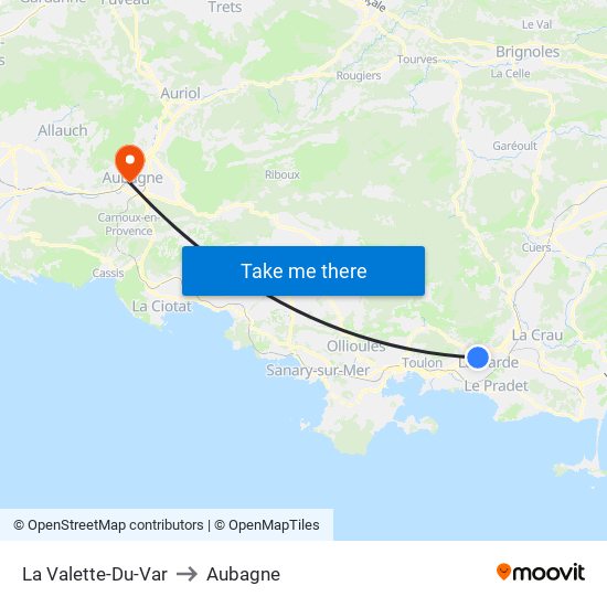 La Valette-Du-Var to Aubagne map