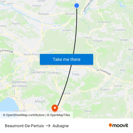 Beaumont-De-Pertuis to Aubagne map