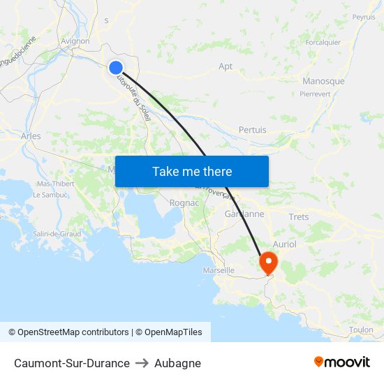 Caumont-Sur-Durance to Aubagne map