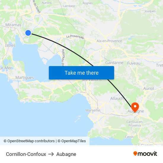 Cornillon-Confoux to Aubagne map