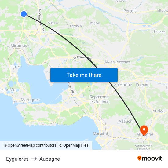 Eyguières to Aubagne map
