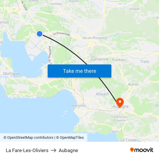 La Fare-Les-Oliviers to Aubagne map