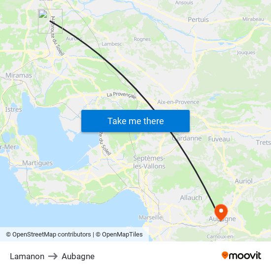 Lamanon to Aubagne map