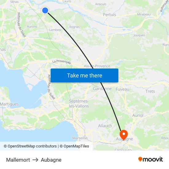 Mallemort to Aubagne map