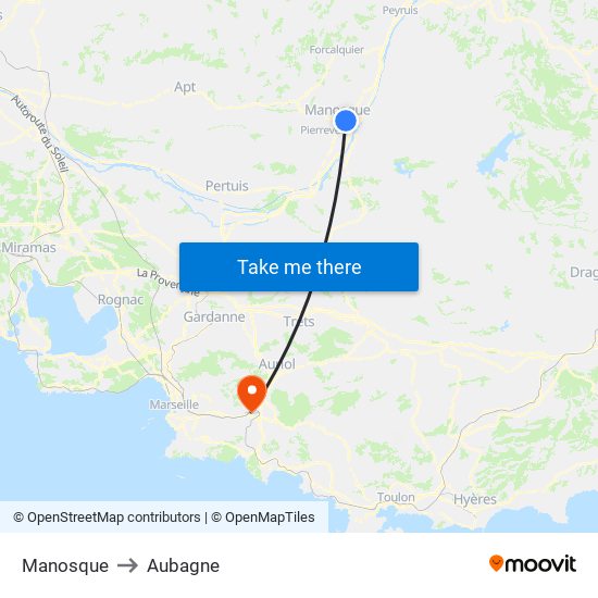 Manosque to Aubagne map