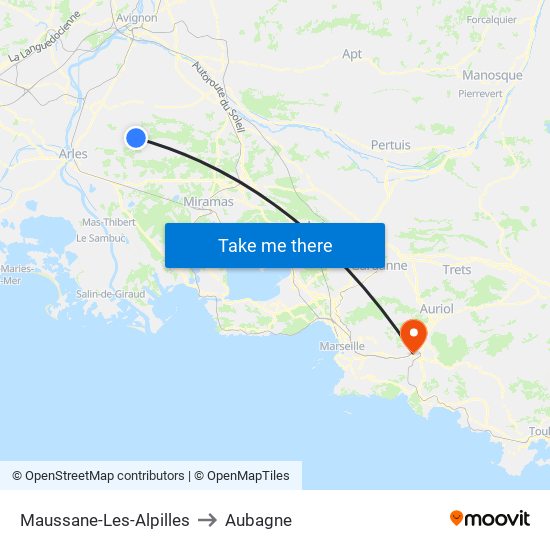 Maussane-Les-Alpilles to Aubagne map