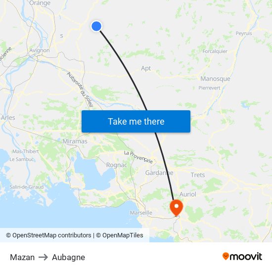 Mazan to Aubagne map