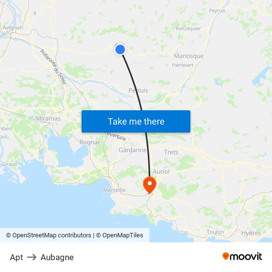 Apt to Aubagne map
