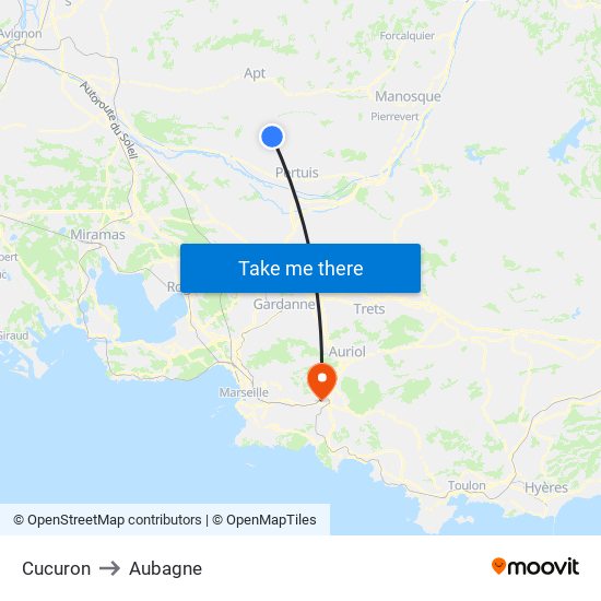 Cucuron to Aubagne map
