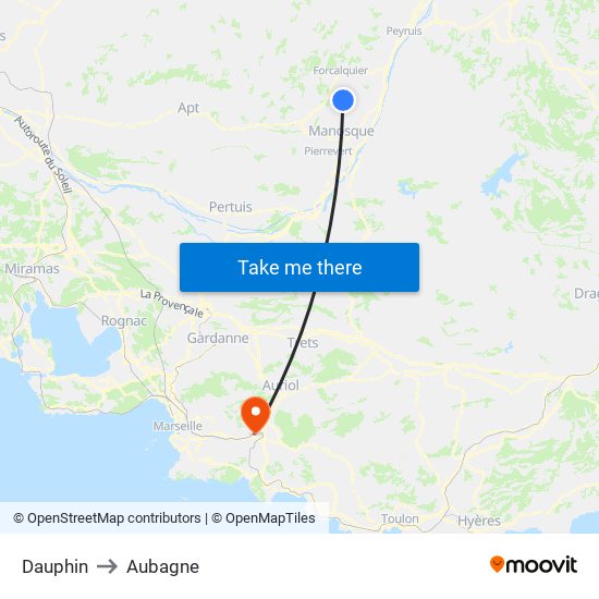 Dauphin to Aubagne map