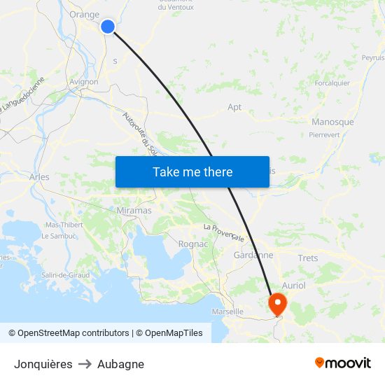 Jonquières to Aubagne map