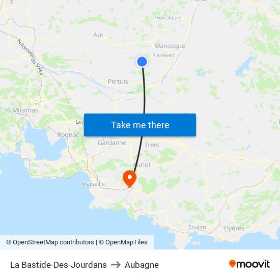 La Bastide-Des-Jourdans to Aubagne map