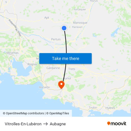Vitrolles-En-Lubéron to Aubagne map