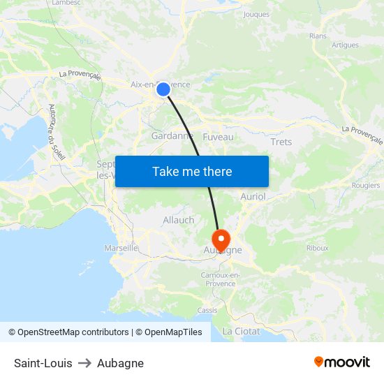 Saint-Louis to Aubagne map