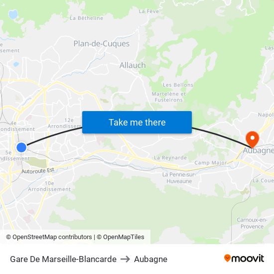 Gare De Marseille-Blancarde to Aubagne map