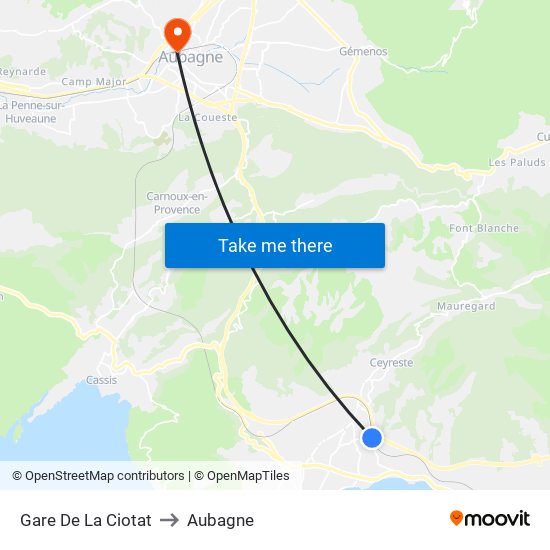 Gare De La Ciotat to Aubagne map