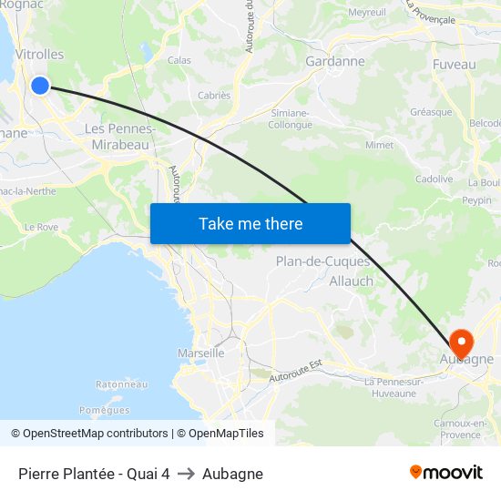 Pierre Plantée - Quai 4 to Aubagne map