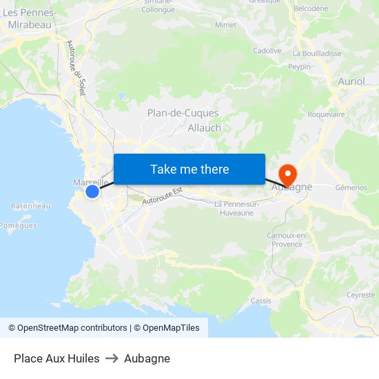 Place Aux Huiles to Aubagne map