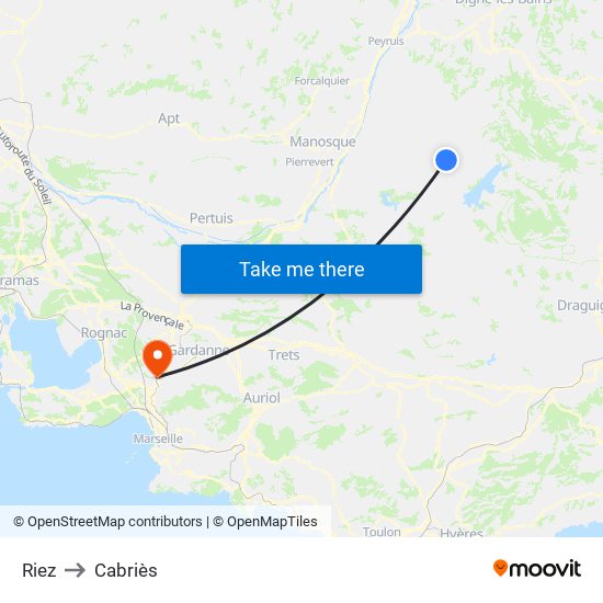 Riez to Cabriès map