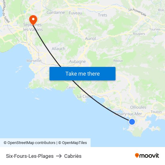 Six-Fours-Les-Plages to Cabriès map