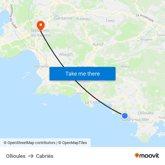 Ollioules to Cabriès map