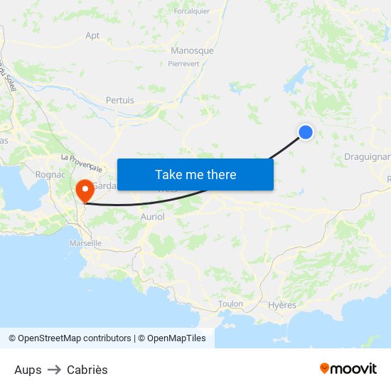 Aups to Cabriès map