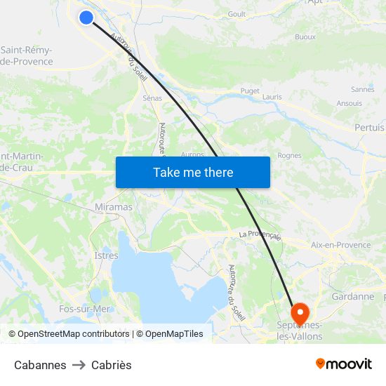 Cabannes to Cabriès map