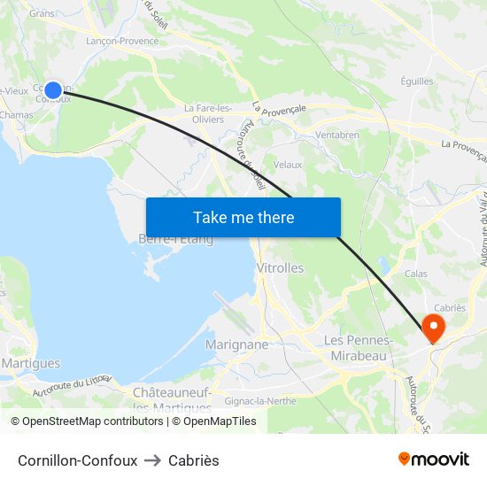 Cornillon-Confoux to Cabriès map