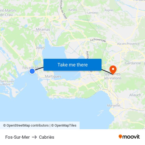 Fos-Sur-Mer to Cabriès map
