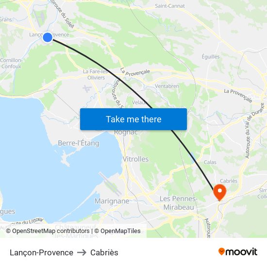 Lançon-Provence to Cabriès map