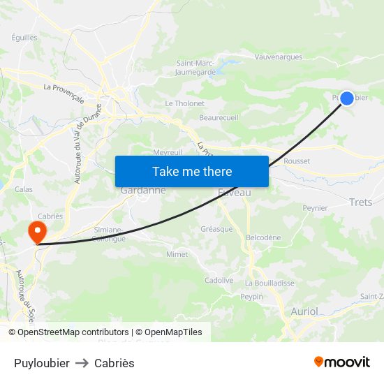 Puyloubier to Cabriès map