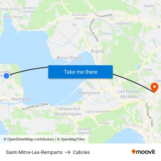 Saint-Mitre-Les-Remparts to Cabriès map