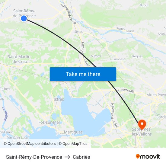 Saint-Rémy-De-Provence to Cabriès map