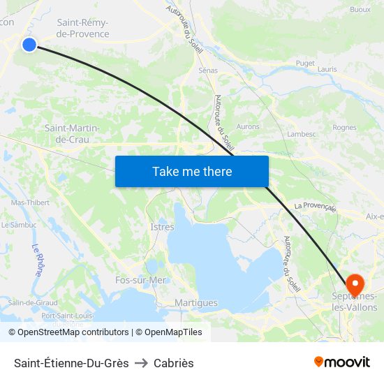 Saint-Étienne-Du-Grès to Cabriès map