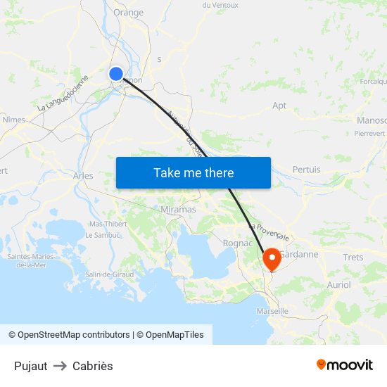 Pujaut to Cabriès map