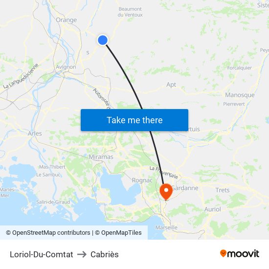 Loriol-Du-Comtat to Cabriès map