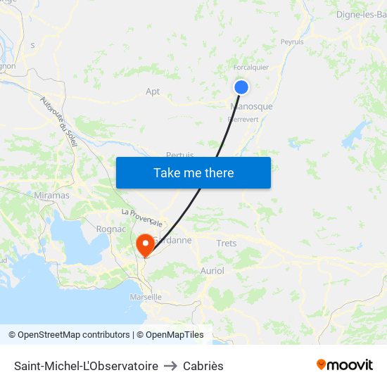 Saint-Michel-L'Observatoire to Cabriès map