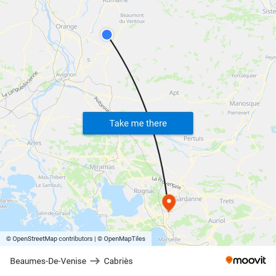 Beaumes-De-Venise to Cabriès map
