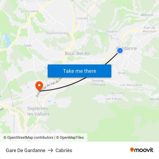 Gare De Gardanne to Cabriès map