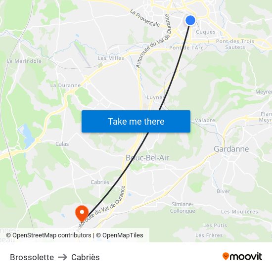 Brossolette to Cabriès map