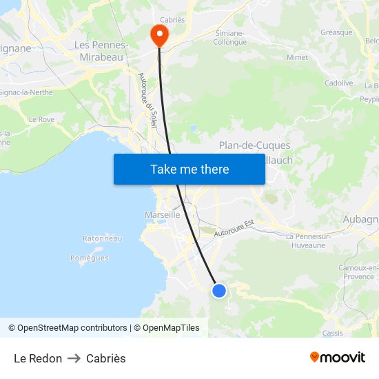 Le Redon to Cabriès map
