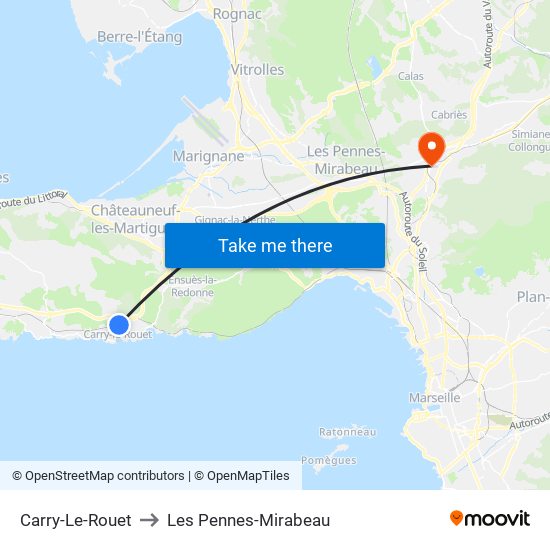 Carry-Le-Rouet to Les Pennes-Mirabeau map